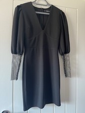 Quiz Black Diamante Sleeve Dress Size 8