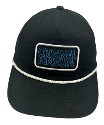 Original Penguin Sample Hat Black Baseball Cap White Rope Patch Paramount