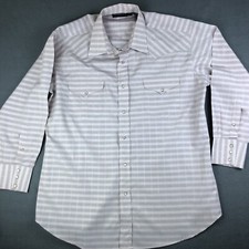 Panhandle Shirt Mens 17-34 Long Sleeve Pearl Snap Up Pink Gray Stripe Western