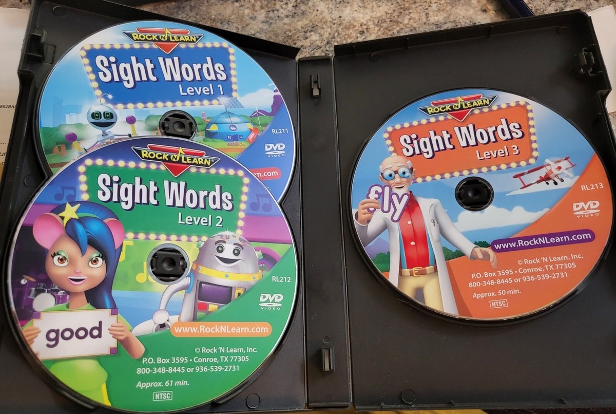 ROCK N LEARN ROCK N LEARN SIGHT WORDS 3 DVD SET LEVELS 1 2 3 OVER