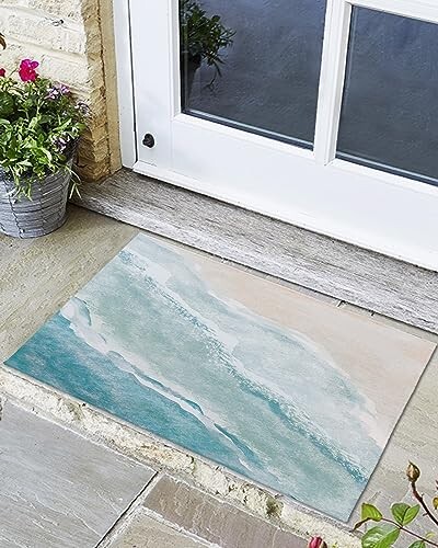 Tappetino Porta Anteriore Interno Esterno Ingresso, Tema Oceano Spiaggia 36x24 Pollici - Foto 1 di 1
