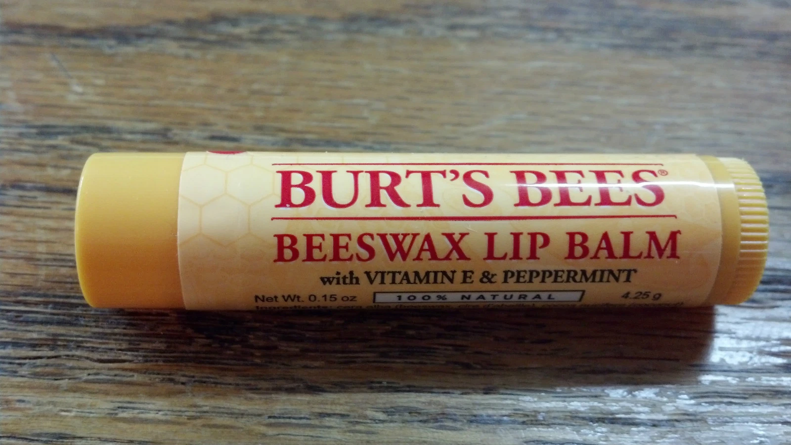 BURT'S BEES, NOURISHING, LIP BALM, PEPPERMINT, 100% NATURAL, 0.15 OZ.