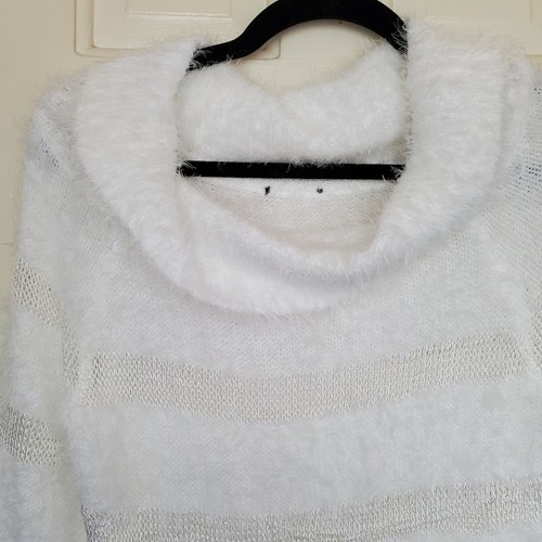 Slinky sexy Gr. M weiß Kätzchen weich Angora Kleid Peek-a-Boo Netzbänder - Bild 5 von 7
