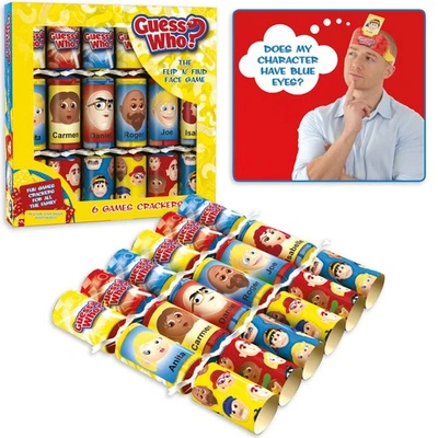 HASBRO Christmas Crackers Guess Who Family Childrens Party Games Dinner Table Pack Of 6