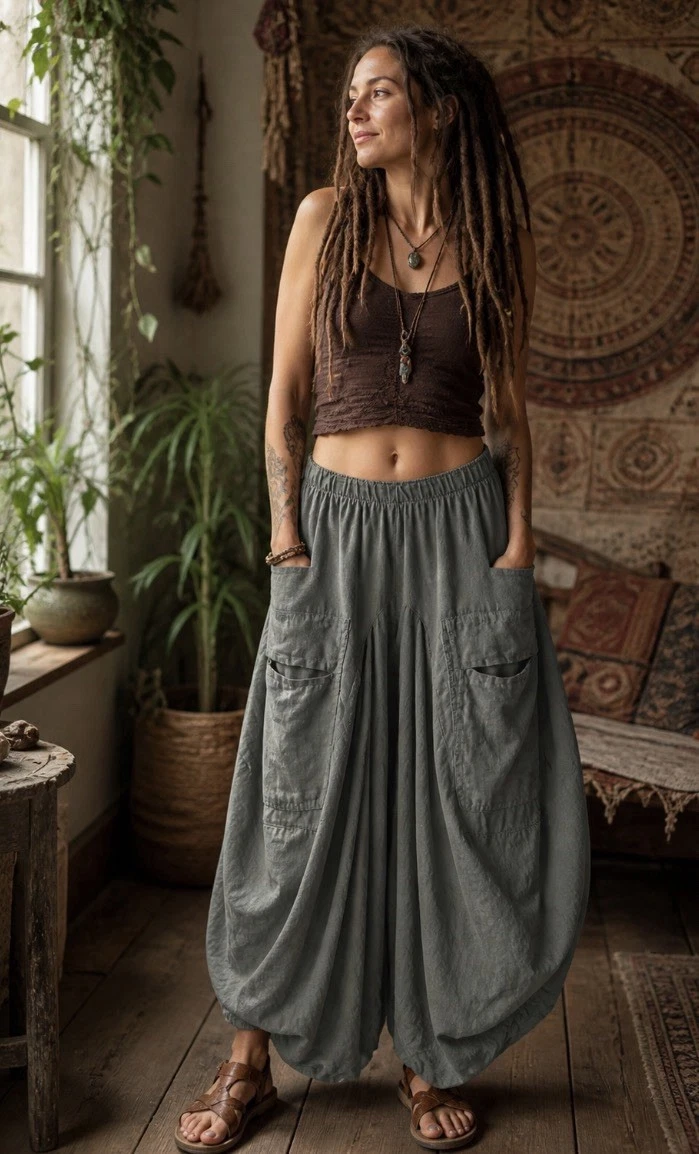 L Tempo Paris Italy 100% Linen Lagenlook Balloon Skirt Boho Oversized Pockets EC
Opens in a new wind