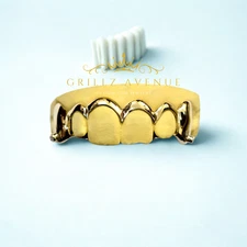 Custom Fit Grillz Open Face with 2 Single Stones on Fangs  (925 Sterling Silver)