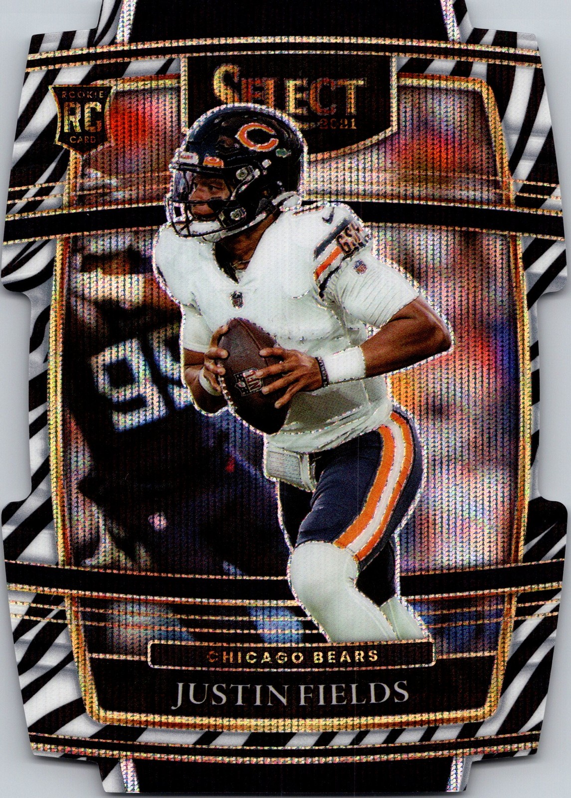 2021 Panini Select #50 Justin Fields Zebra Prizm