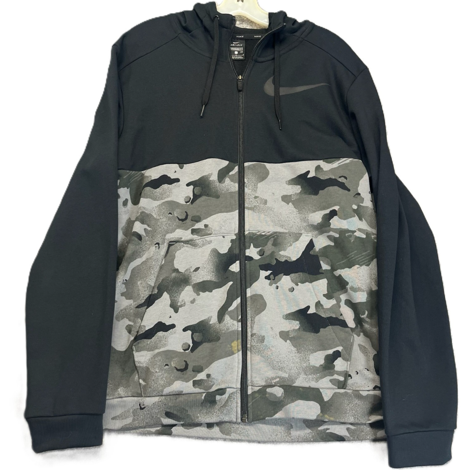 SACAI X NIKE Felpa Nike Dri Fit uomo L full zip con cappuccio giacca mimetica tasche logo swoosh