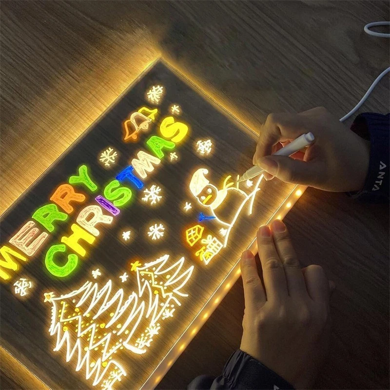 LED Note Board with Night Light & 7 Pens - Kids Drawing & Message Board - Image 4 of 4