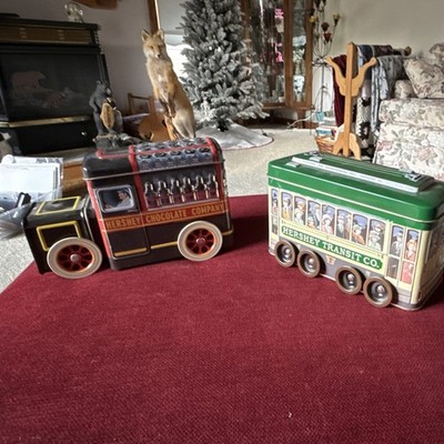Hershey's Tin Truck & Trolley/Train Vehicles Candy & Nuts Theme Red Green