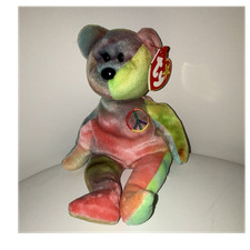 Ty Beanie Babies Peace Tie-Dye Bear Plush Beanbag 1996 Ages 3-7