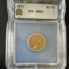 1913 $2.50 Gold Quarter Eagle Indian Head Philadelphia ICG MS61