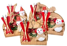 Winter Wonder Lane Snowman Ornaments Ski Lift Christmas Home Holidays NEW 6