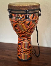 Remo Mondo KeyTuned Djembe Drum 12" x 24" Kintekloth Pattern Excellent Condition