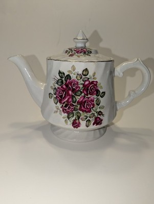 Vtg ARTHUR WOOD & SONS Alpine White Ironstone Rosewood Pattern 6.25'' High 9''Wide