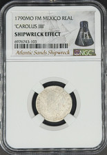1790 Mo-FM 1 Real Spanish Colonial Mexico NGC *Atlantic Sands Shipwreck*
