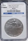 2007-W Silver American Eagle $1 Early Releases PCGS MS69.  Video SL0152