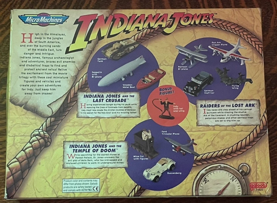 INDIANA JONES MICRO MACHINES~1995~ 10 VEHICLES~INDY FIGURE~GALOOB #74822~RAIDERS - Image 2 of 4