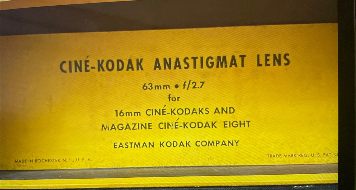 Kodak Anastigmat Lens 63mm f/2.7 16mm Motion Picture Cine