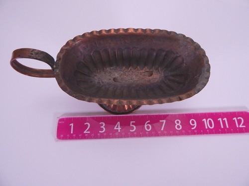 Vintage Tinned Copper/Bronze Gravy Boat Fluted Footed w/ Handle Vessel - Picture 8 of 10