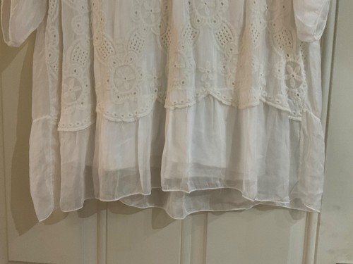 New Made in Italy Lagenlook White Silk Crochet Floral Stretch Top - Size L BNWT - Picture 4 of 10