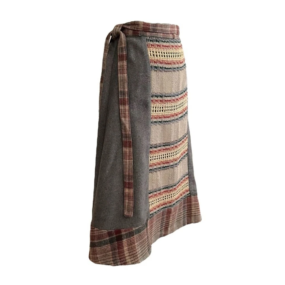 Винтажная шерстяная юбка Artisan от Rose Path Designs тканая клетчатая Cottagecore S - Изображение 3 из 4
