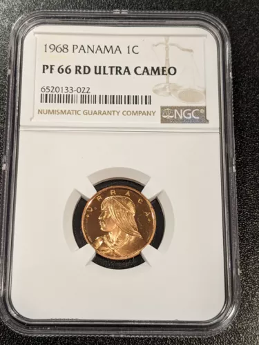 1968 PF66 RD Ultra Cameo Panama Centesimo NGC KM 22 San Fran Proof TOP GRADE