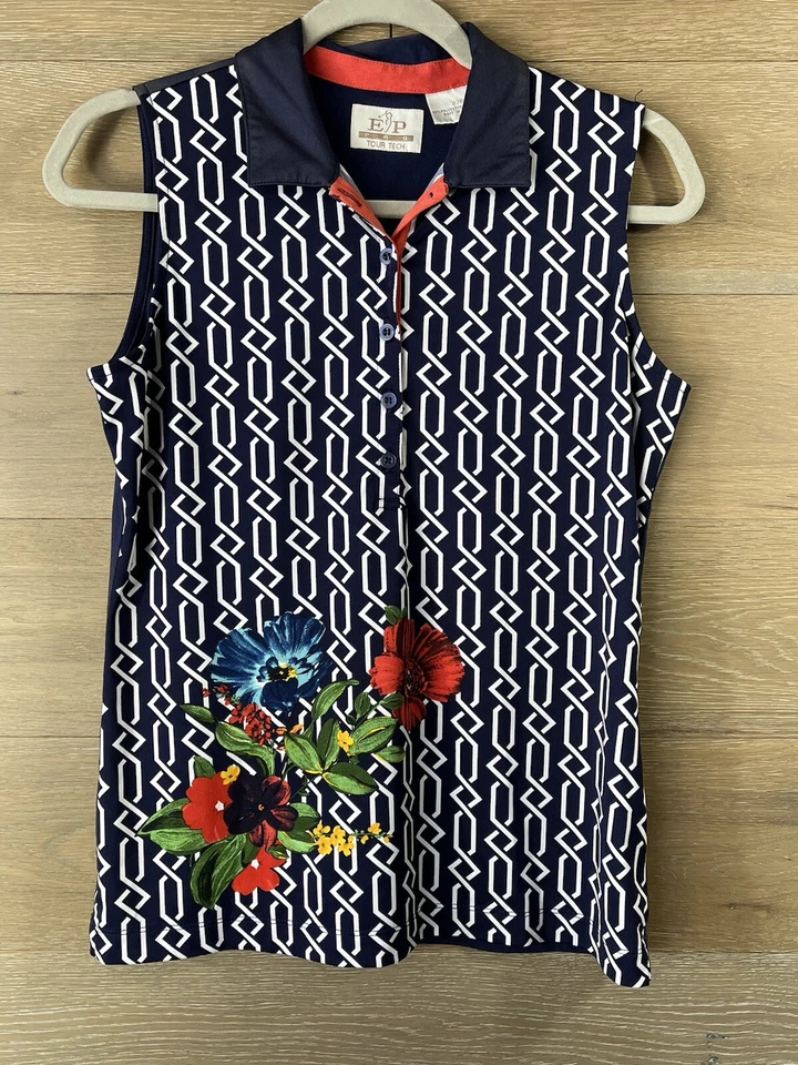 Camiseta sin mangas de golf EP Pro Tour Tech para mujer talla pequeña floral Foto 2 de 4