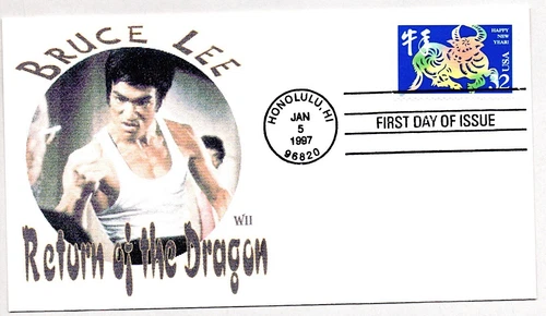 #3120 CHINESE LUNAR NEW YEAR OF OX FIRST DAY OF ISSUE, ACTOR BRUCE LEE FDC