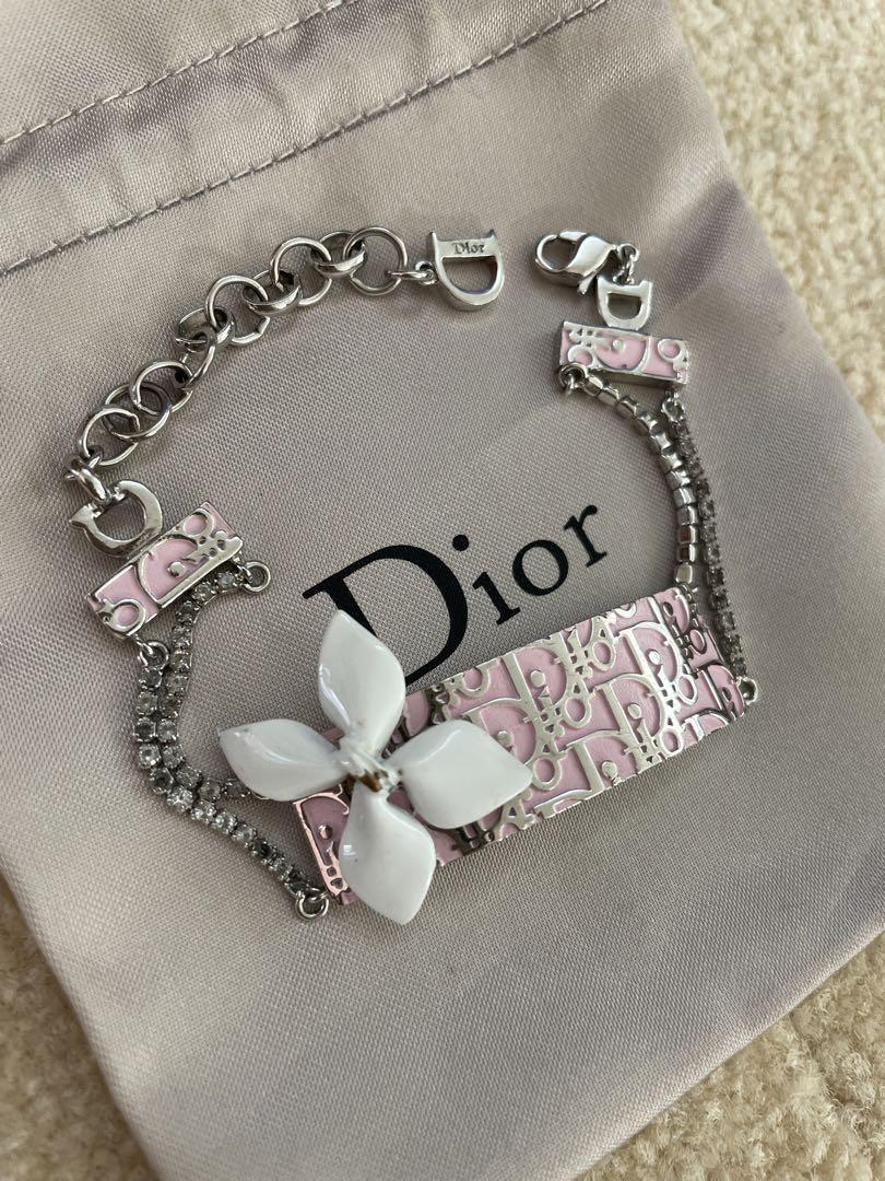 Christian Dior Bracelet Pink Trotter Flower D Logo Charm Christian Dior Bracelet Pink Trotter Flower D Logo Charm