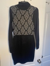Venus Womens Sweater Dress Black Gray XL