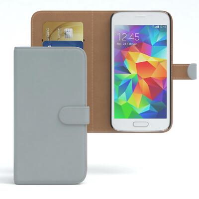 Tasche für Samsung Galaxy S5 Mini Case Wallet Schutz Hülle Cover Hellgrau
