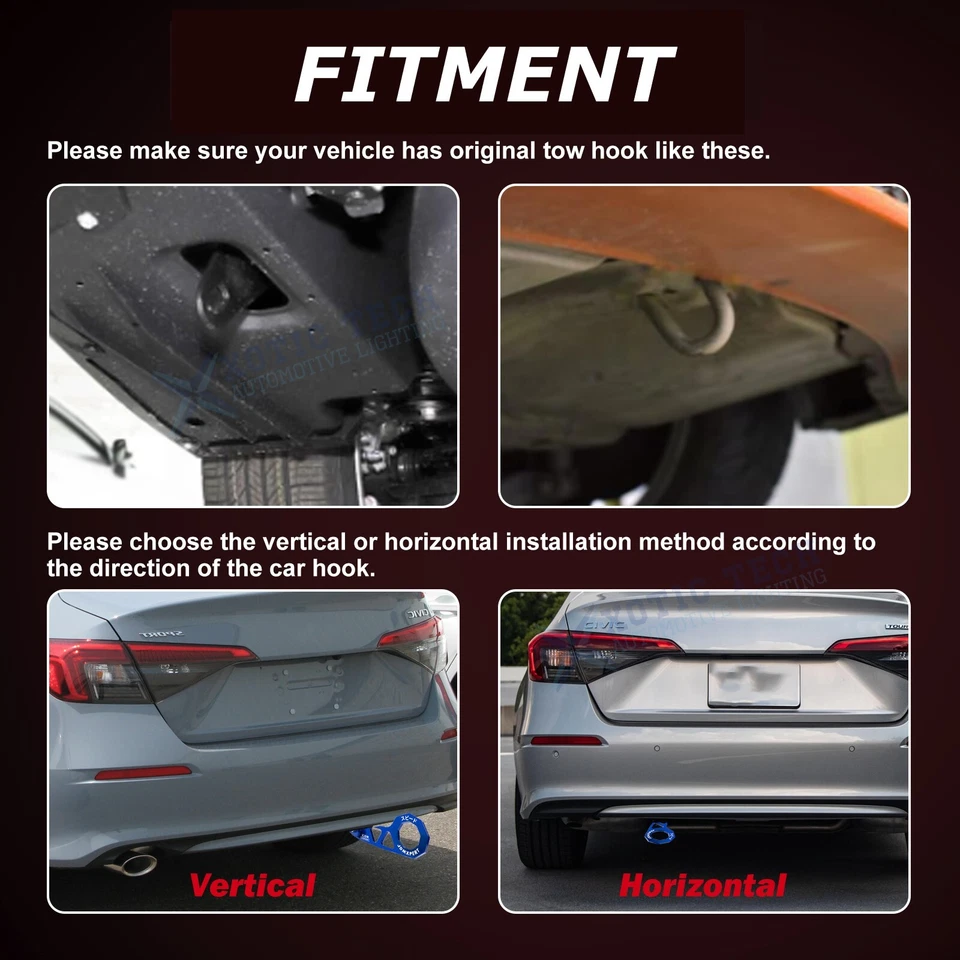 Kit de gancho de remolque trasero de aluminio estilo carreras JDM para Honda Civic Acura Integra Foto 4 de 4