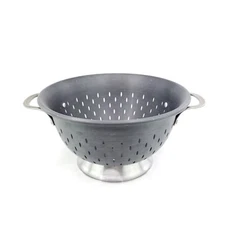 Aluminum Strainer Colander Double Handle Cooking Kitchen Anodized Metal Gray 11"