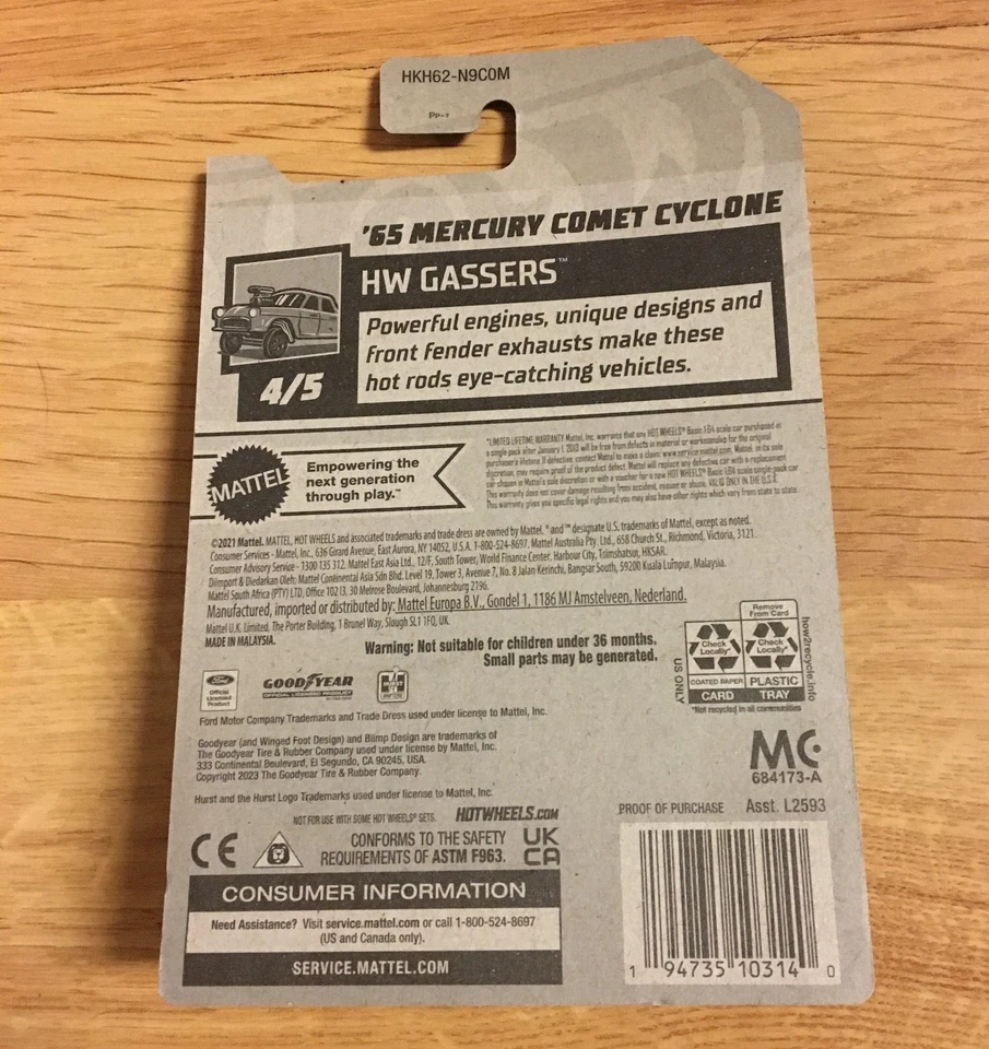 Hot Wheels '65 Mercury Cyclone Gasser CUSTOM Super Real Riders Wheel Swap - Image 4 of 4