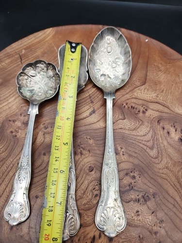 SILVER PLATED EPNS KINGS PATTERN BERRY SERVING SPOONS X 3 - Picture 13 of 14