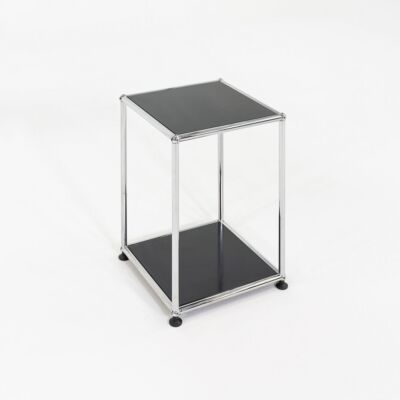 2010s USM Haller Second Cycle Side Table in Steel w/ Black Panels 14 x 14 x 21