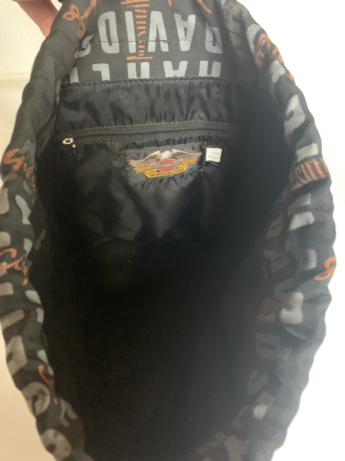 Harley Davidson Drawstring Bag/backpack Zip Up Po… - image 2