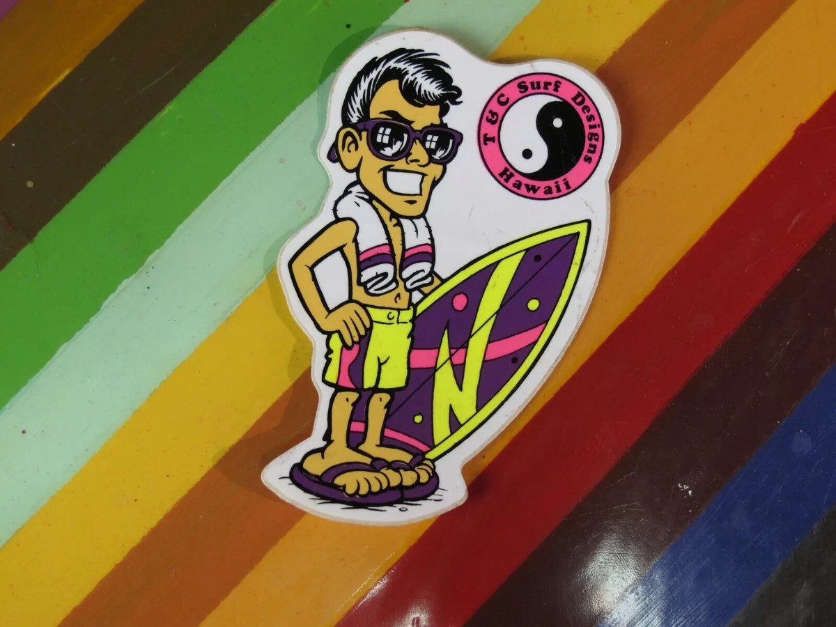 スケートボード T&C Vtg Skateboard Sticker vtg 1980s Town & Country Surf Skateboard sticker Joe Cool purple