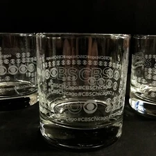 CBS TV Chicago Etched Old Fashioned Glasses Set of 3