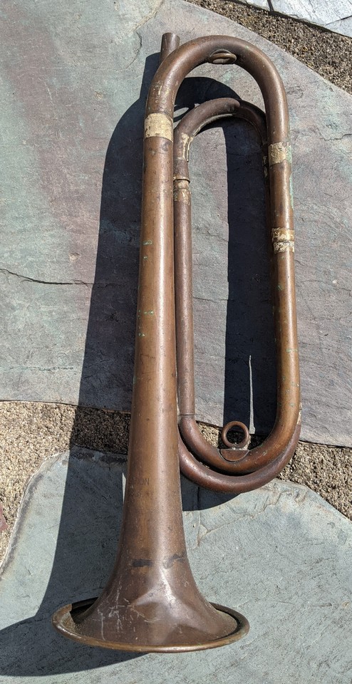 VTG U.S. Regulation Trumpet Brass Two Coil Bugle Military Scouts ...