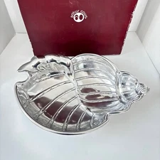Arthur Court Shell Oval Bowl Serving Platter Silver Tone 15" Coastal Nautical