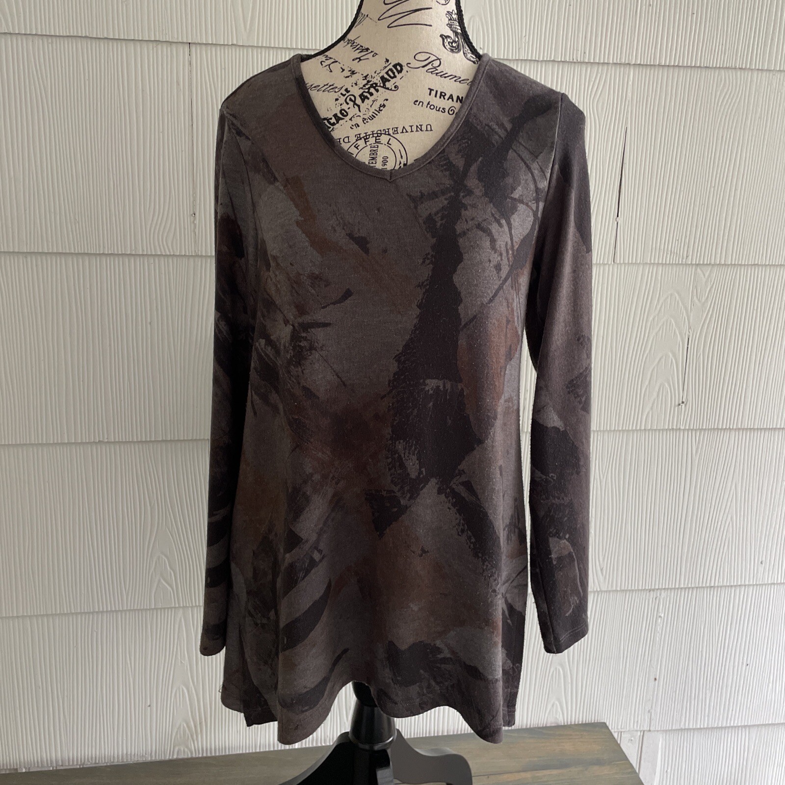Apropos Top Multicolored Long Tunic Shirt Long Sl… - image 1