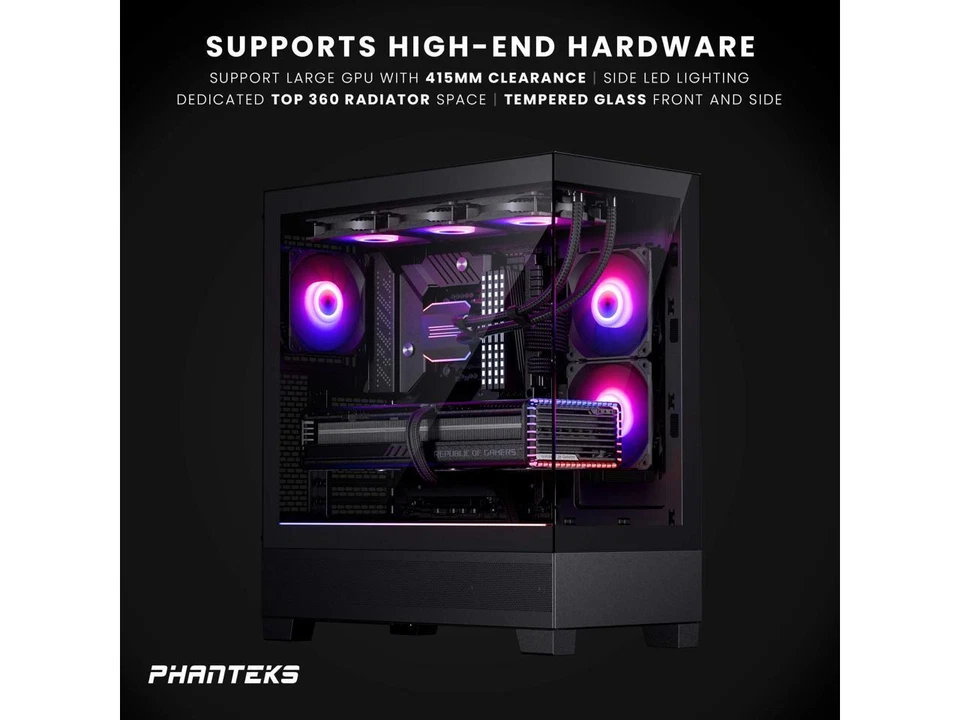 Phanteks XT View, Mid-Tower Gaming Chassis, Tempered Glass Front and Side Window - Image 3 of 4