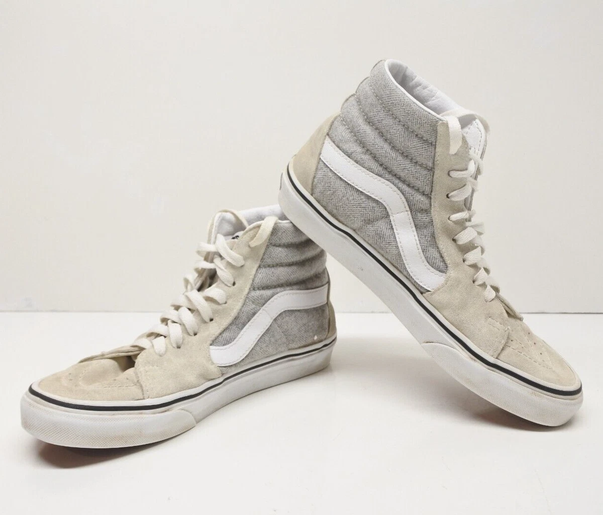Vans SK8 Hi Shoes Grey HB Cream Suede Skate High Top Size US Men 5.0 Women s 6.5