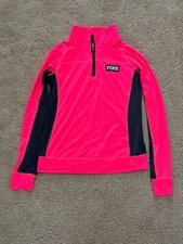 Victorias Secret PINK Sweatshirt Womens Small P Ultimate Quarter Zip Up Hot Pink