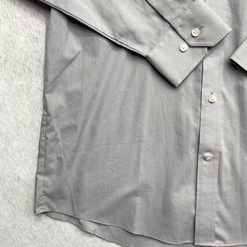 Stafford Travel Easy Care Broadcloth Men’s Spread Collar Button Up Shirt Gray - Picture 8 of 14