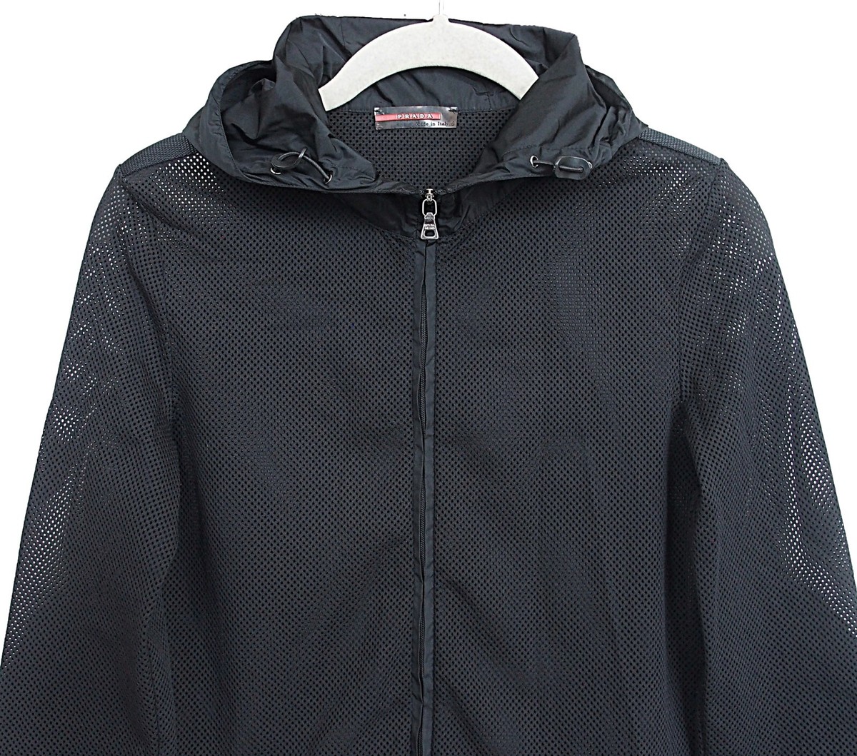 ジャケット・アウター PRADA SPORT Nylon Mesh Track Jacket Prada Sport Vintage Women's Sheer Mesh Nylon Hooded Jacket