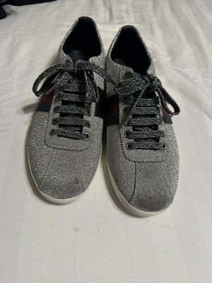 Gucci BAMBI SHOES Silver Web AUTHENTIC US 7.5 sneakers