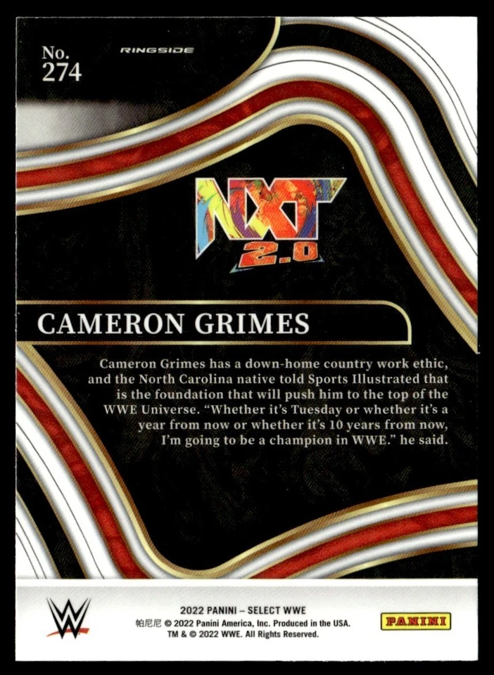 2022 Panini Select WWE Ringside Cameron Grimes #274 - Image 2 of 2